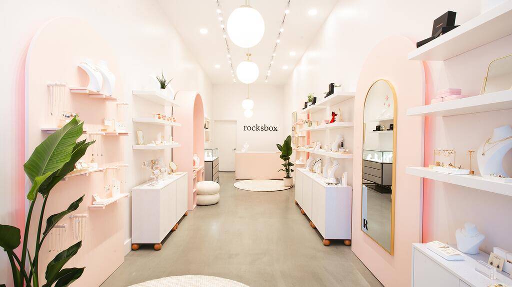 The new Rocksbox store was designed to be warm and inviting, said the company. Rocksbox San Francisco store interior